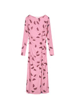 Pink Printed Ruched Midi Dress