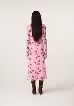 Pink Printed Ruched Midi Dress