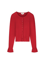 Red Ribbed Button Cardigan