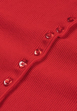 Red Ribbed Button Cardigan