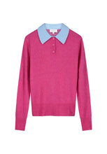 Pink Contrast Collar Knit Polo