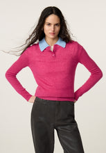 Pink Contrast Collar Knit Polo
