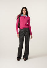 Pink Contrast Collar Knit Polo