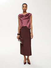 Fluid Satin Midi Skirt - Bordeaux