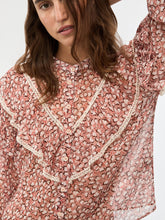 Heart Print Ruffle Blouse