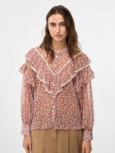 Heart Print Ruffle Blouse