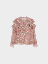 Heart Print Ruffle Blouse