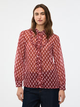 Printed Ruffle Front Blouse