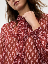 Printed Ruffle Front Blouse