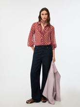 Printed Ruffle Front Blouse