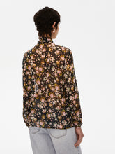 Sheer Floral Blouse with Neck Tie