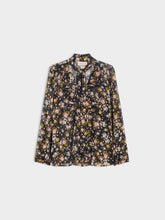 Sheer Floral Blouse with Neck Tie