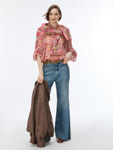 Pink Floral Tie Neck Blouse