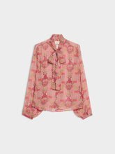 Pink Floral Tie Neck Blouse