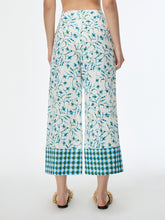 Blue Floral Print Wide Leg Trousers