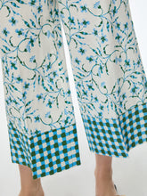 Blue Floral Print Wide Leg Trousers