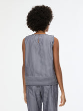 Grey Pinstripe Sleeveless Top