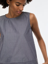 Grey Pinstripe Sleeveless Top