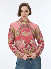 Pink Ornamental Floral Knit Jumper