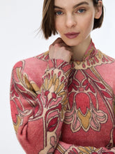 Pink Ornamental Floral Knit Jumper