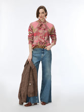Pink Ornamental Floral Knit Jumper