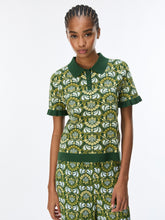 Iblues Vertice Green Pattern Knit Polo Top