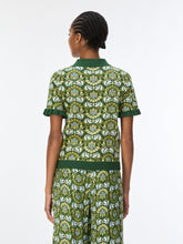 Iblues Vertice Green Pattern Knit Polo Top