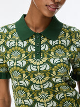Iblues Vertice Green Pattern Knit Polo Top