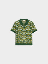 Iblues Vertice Green Pattern Knit Polo Top