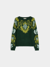 Forest Green Floral Knit Jumper