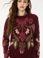 Burgundy Floral Wool-Blend Jumper