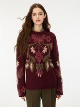 Burgundy Floral Wool-Blend Jumper