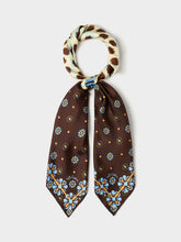 Printed Silk-Feel Scarf with Floral Detail - Wine