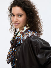 Printed Silk-Feel Scarf with Floral Detail - Wine