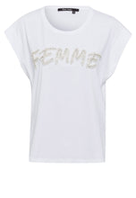 T-shirt with Pearl Embroidery - White