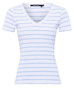 T-shirt in Ribbed Jersey with Stripes - White Varied