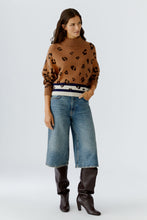 Leopard Knit High Neck Jumper