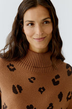 Leopard Knit High Neck Jumper
