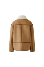 Camel Aviator Jacket with Shearling Collar