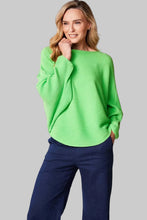 Ribbed Batwing Knit Sweater - Apple Green