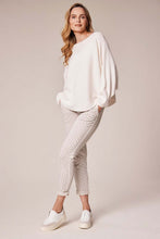 Ribbed Batwing Knit Sweater - Beige