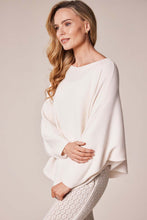 Ribbed Batwing Knit Sweater - Beige