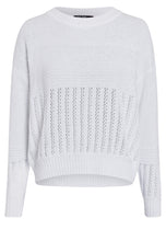 Sweater with Patchwork Pattern - White