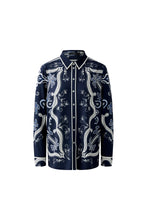 Navy Printed Blouse with Western Motif