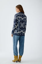 Navy Printed Blouse with Western Motif