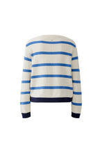 Striped Drawstring Hem Jumper - Off White & Blue