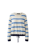 Striped Drawstring Hem Jumper - Off White & Blue