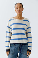 Striped Drawstring Hem Jumper - Off White & Blue