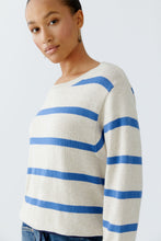 Striped Drawstring Hem Jumper - Off White & Blue
