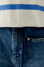 Striped Drawstring Hem Jumper - Off White & Blue